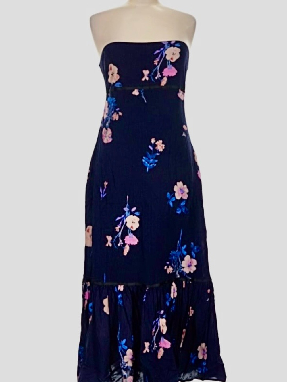 Free People Navy Blue Rosie Posie Midi Dress